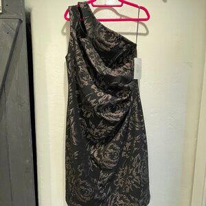 Teri Jon By Rickie Freeman Womens  Sleeveless Metallic off the Shoulder Dress,